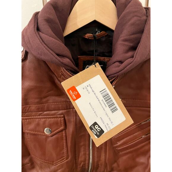 Decrum Edinburgh Genuine Leather Jacket with Removal Hood Size M Cognac - Picture 4 of 6